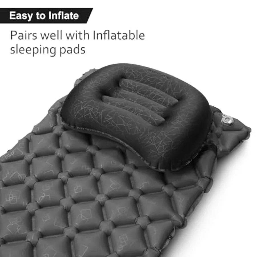 Inflatable Camping Pillow Travel Blow Up Air Pillow Neck Lumbar Support Ultralight Compact Pillow for Outdoor Hiking Backpackin