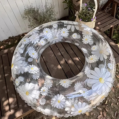 Transparent Daisy Inflatable Swimming Ring, Stylish Summer Pool Float, Attractive & Durable