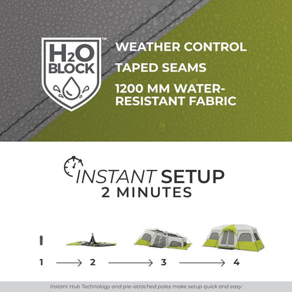 CORE Instant Cabin Tents | 6 Person / 9 Person / 10 Person / 12 Person Family Cabin Multi Room Pop Up Tents Car Camping