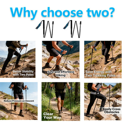 Ultra Light Weight Trekking Poles Folding Hiking Sticks Portable Carbon Fiber Collapsible Nordic Walking Cane Sticks Bags