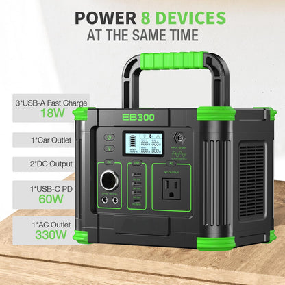 EBL 300W 288Wh Compact Portable Power Station Solar Generator with Wireless Charger for Outdoor Camping Emergency Backup