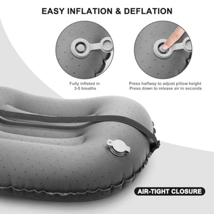 Inflatable Camping Pillow Travel Blow Up Air Pillow Neck Lumbar Support Ultralight Compact Pillow for Outdoor Hiking Backpackin