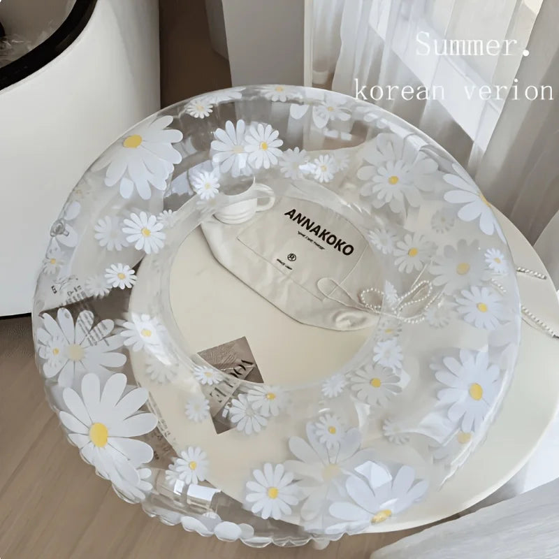 Transparent Daisy Inflatable Swimming Ring, Stylish Summer Pool Float, Attractive & Durable