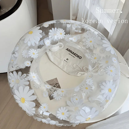 Transparent Daisy Inflatable Swimming Ring, Stylish Summer Pool Float, Attractive & Durable