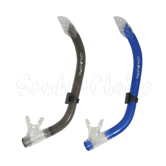 Scuba Diving Comocean Free Dive Semi Dry Silicone J Snorkel w/ Splash Guard
