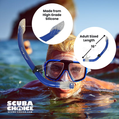 Scuba Diving Comocean Free Dive Semi Dry Silicone J Snorkel w/ Splash Guard