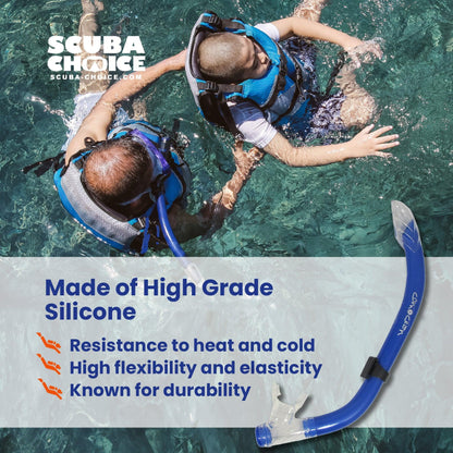 Scuba Diving Comocean Free Dive Semi Dry Silicone J Snorkel w/ Splash Guard