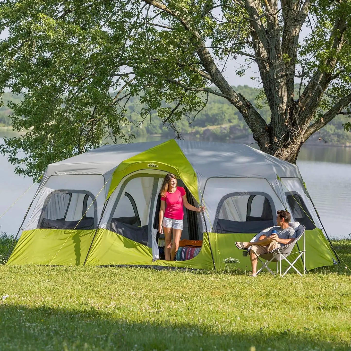 CORE Instant Cabin Tents | 6 Person / 9 Person / 10 Person / 12 Person Family Cabin Multi Room Pop Up Tents Car Camping
