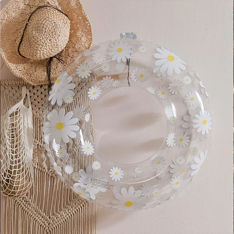 Transparent Daisy Inflatable Swimming Ring, Stylish Summer Pool Float, Attractive & Durable