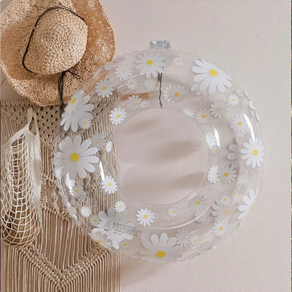 Transparent Daisy Inflatable Swimming Ring, Stylish Summer Pool Float, Attractive & Durable