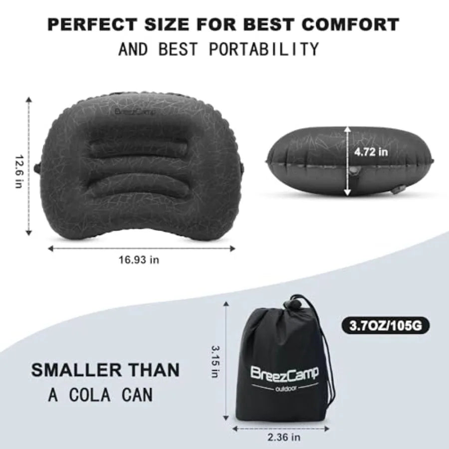 Inflatable Camping Pillow Travel Blow Up Air Pillow Neck Lumbar Support Ultralight Compact Pillow for Outdoor Hiking Backpackin